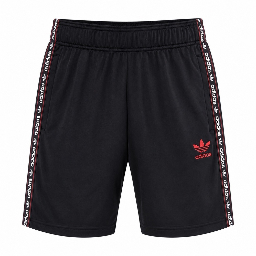 Adidas Black Red Logo Athletic Shorts boys Size Large Bermuda school sportswear
